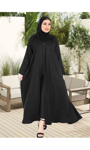 عباية اسود فتحة في الكم والجوانب 5039