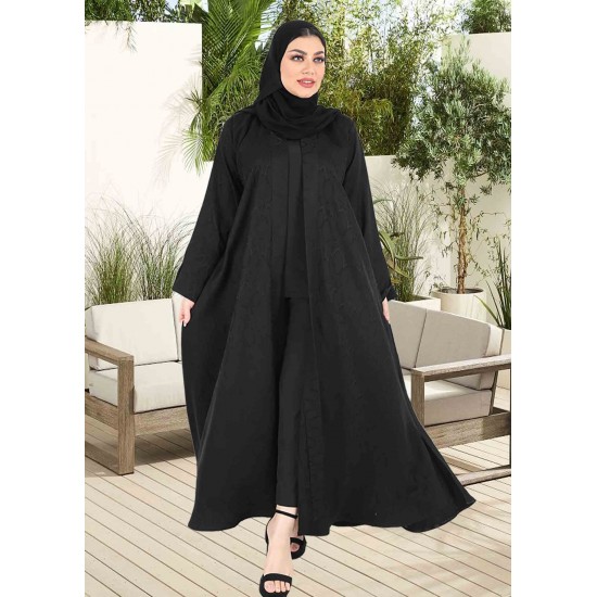 عباية اسود فتحة في الكم والجوانب 5039