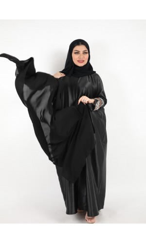 عباية نص فراشة شك يدوي بني 5006