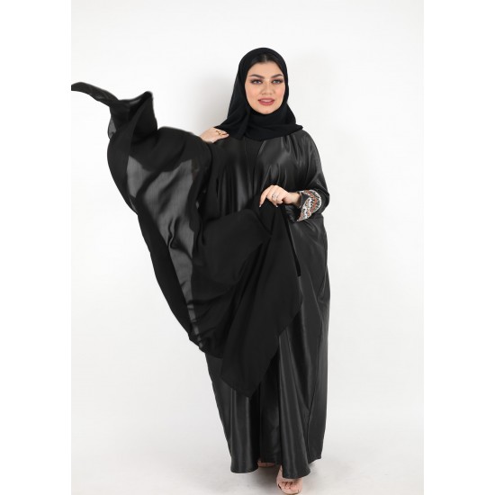 عباية نص فراشة شك يدوي بني 5006