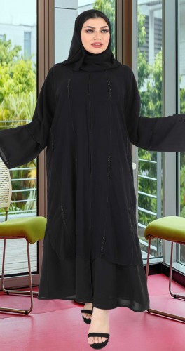 عباية اسود شك وتطريز 5036