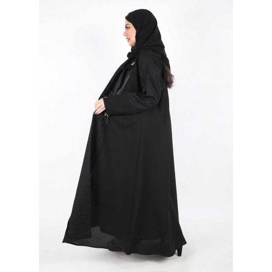 عباية اسود شك ياقة تفتة اسود 5037