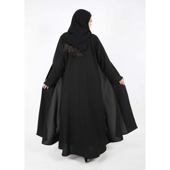 عباية اسود شك ياقة تفتة اسود 5037