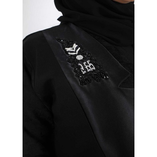 عباية اسود شك ياقة تفتة اسود 5037