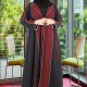 عباية اسود تطريز مع عنابي 5034