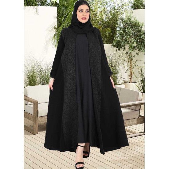 عباية اسود فتحة في الكم 5038
