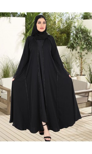 عباية دبل كلوش كلفة اسود 5019