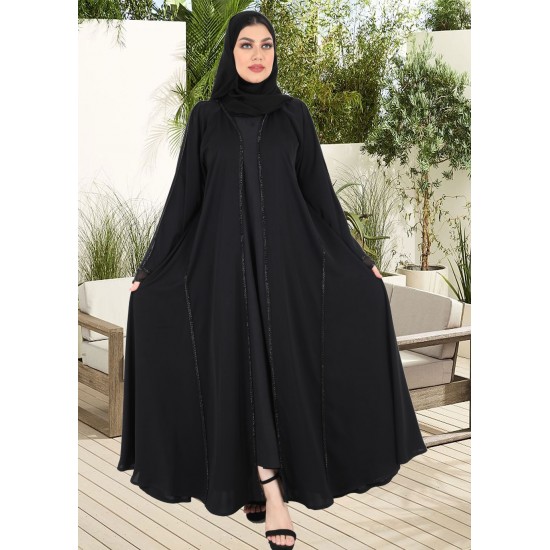 عباية دبل كلوش كلفة اسود 5019