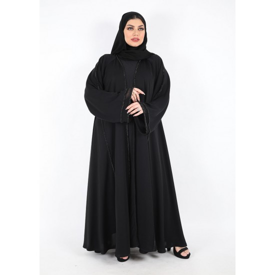 عباية دبل كلوش كلفة اسود 5019