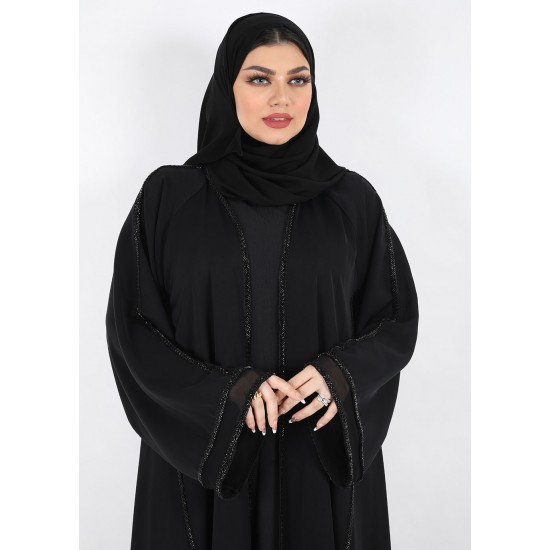 عباية دبل كلوش كلفة اسود 5019
