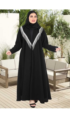 عباية اسود مع كلفة في الياقة 5042