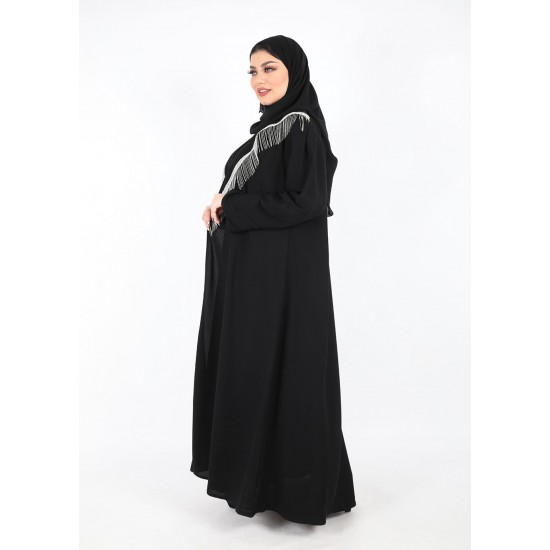 عباية اسود مع كلفة في الياقة 5042