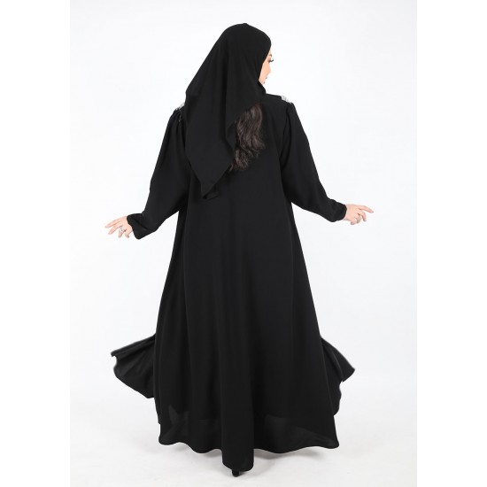 عباية اسود مع كلفة في الياقة 5042
