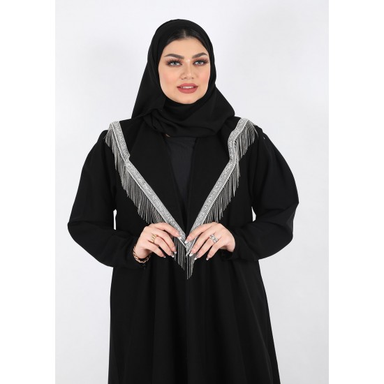 عباية اسود مع كلفة في الياقة 5042