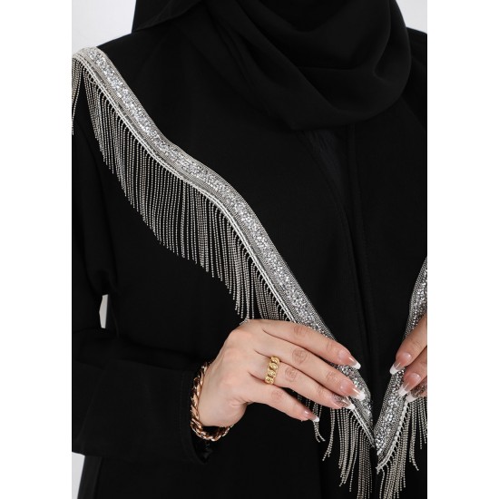 عباية اسود مع كلفة في الياقة 5042