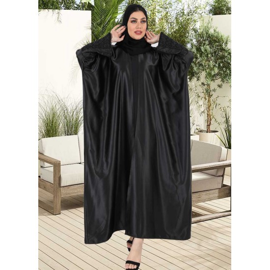 عباية نص فراشة شك يدوي اسود 5005