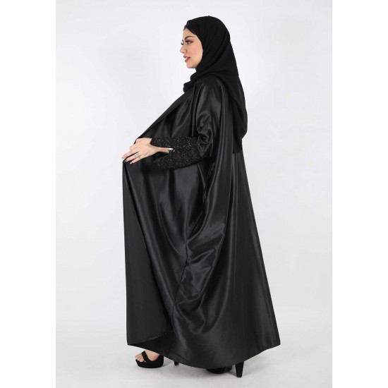 عباية نص فراشة شك يدوي اسود 5005