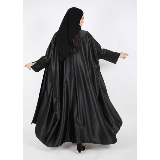 عباية نص فراشة شك يدوي اسود 5005