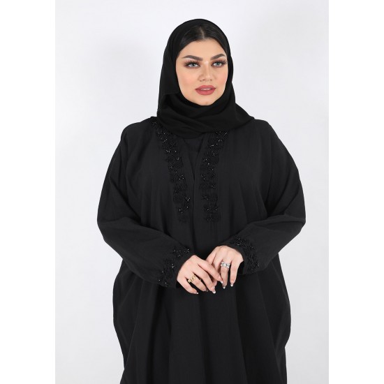 عباية فراشة شك في الياقة والكم  اسود 5020