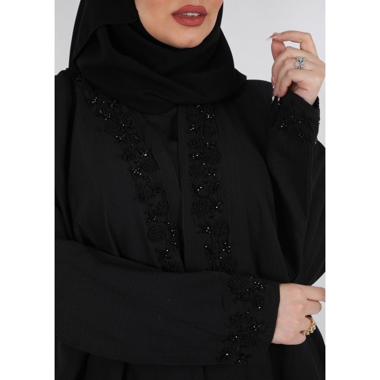 عباية فراشة شك في الياقة والكم  اسود 5020
