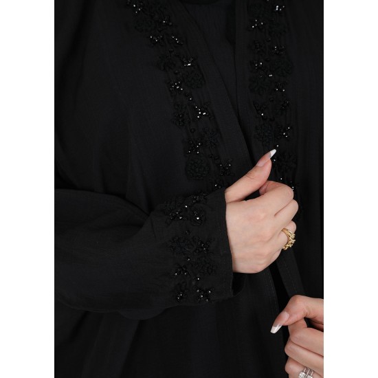عباية فراشة شك في الياقة والكم  اسود 5020
