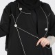عباية ياقة مميزة اسود تحديد بيج 5009