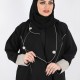 عباية ياقة مميزة اسود تحديد بيج 5009