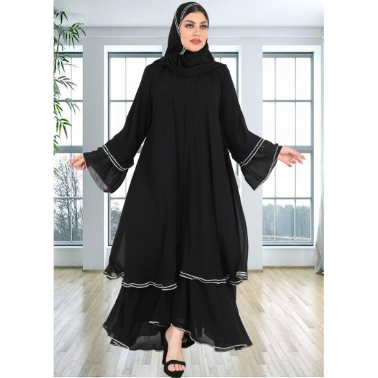 عباية كلوش طبقات تطريز سكري 5030