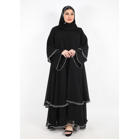 عباية كلوش طبقات تطريز سكري 5030