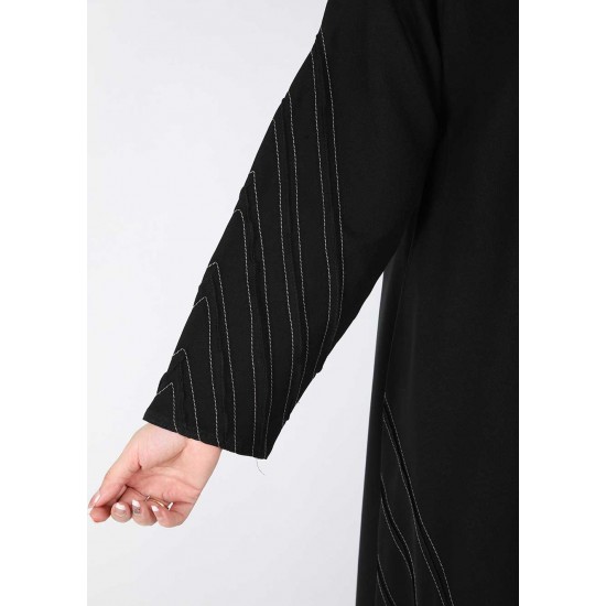 عباية دبل كلوش خطوط بيج 5018