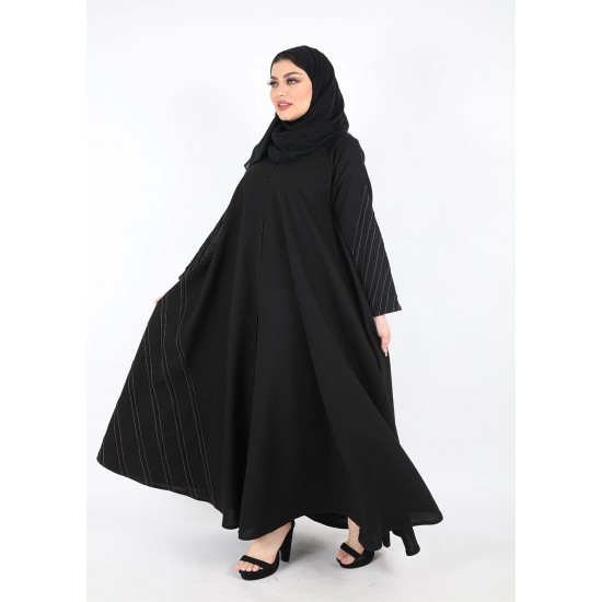 عباية دبل كلوش خطوط بيج 5018