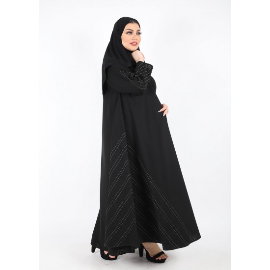 عباية دبل كلوش خطوط بيج 5018