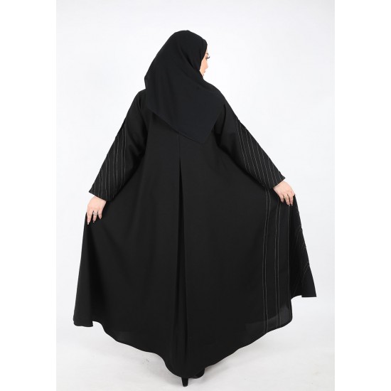 عباية دبل كلوش خطوط بيج 5018