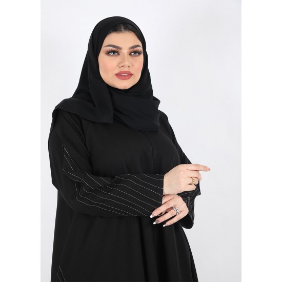 عباية دبل كلوش خطوط بيج 5018