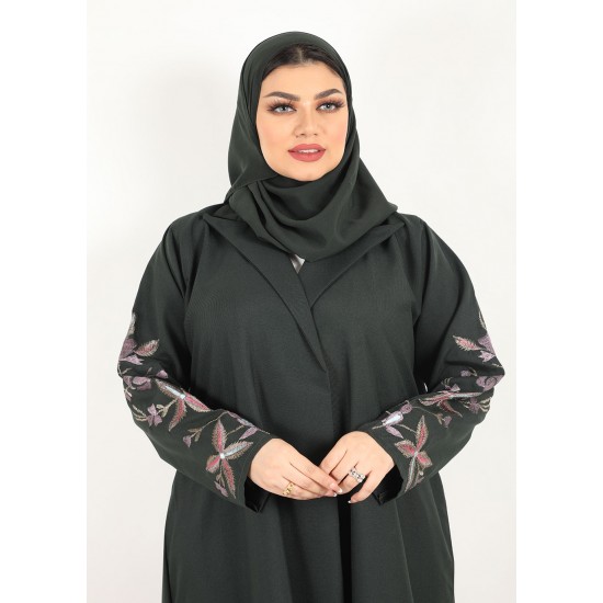 عباية كلوش كسرات في الخلف مع تطريز الكم 5001