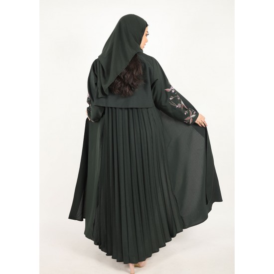 عباية كلوش كسرات في الخلف مع تطريز الكم 5001
