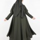 عباية  دبل كلوش أزرار في الكم زيتي 5031