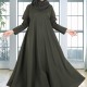 عباية  دبل كلوش أزرار في الكم زيتي 5031