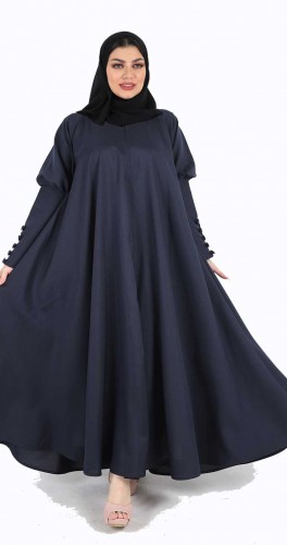 عباية دبل كلوش ازرار في الكم  كحلي 5015