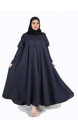 عباية دبل كلوش ازرار في الكم  كحلي 5015
