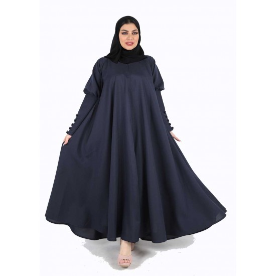 عباية دبل كلوش ازرار في الكم  كحلي 5015