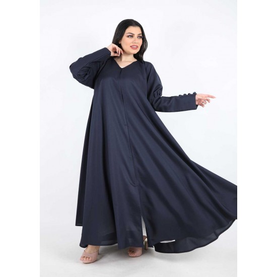 عباية دبل كلوش ازرار في الكم  كحلي 5015