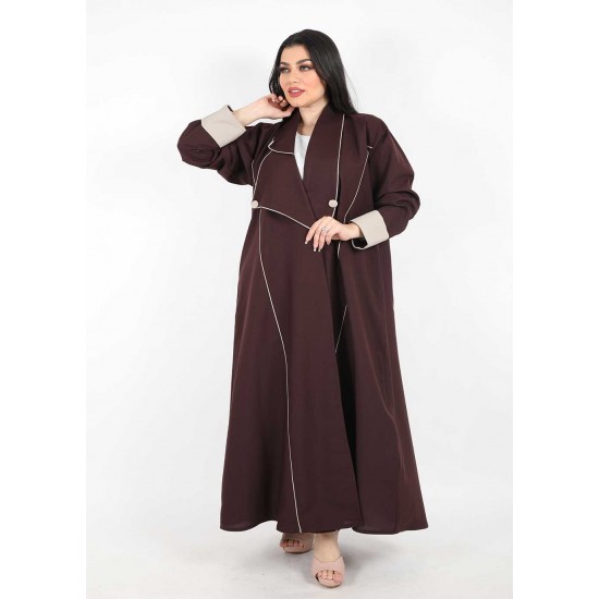 عباية يياقة مميزة  عنابي تحديد بيج 5010