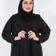 عباية كريب كوري  بياقة دائرية اسود 5026