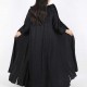 عباية كريب كوري  بياقة دائرية اسود 5026